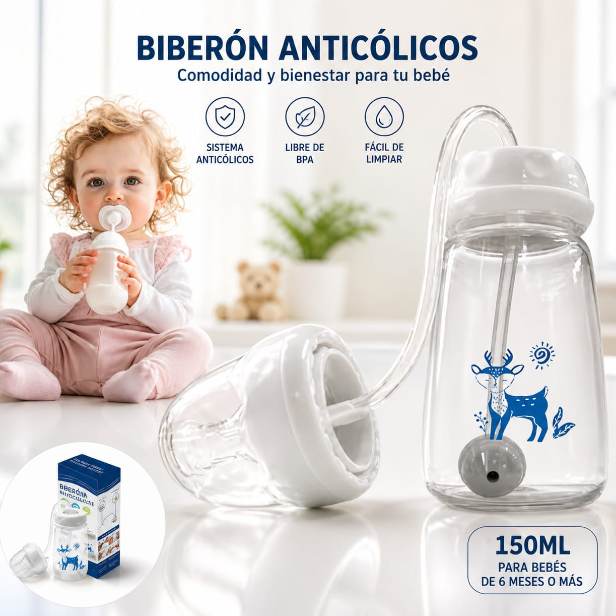 Pack Completo 3 en 1 para Bebé: Alimentador de Silicona + Chupete de Frutas + Biberón Anticólicos
